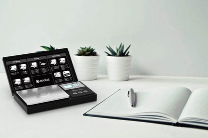 MAXUS Digital Pocket Gram Scale 500g x 0.01g High Precision with Tray, Weighs Small Food, Jewelry, Ounces, Grains, LCD Display, Tare Function