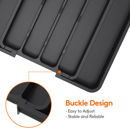 Lifewit Medium Silverware Drawer Organizer, Expandable Utensil Tray for Kitchen, BPA Free Flatware and Cutlery Holder, Adjustable Plastic Storage for Spoons Forks Knives, Black