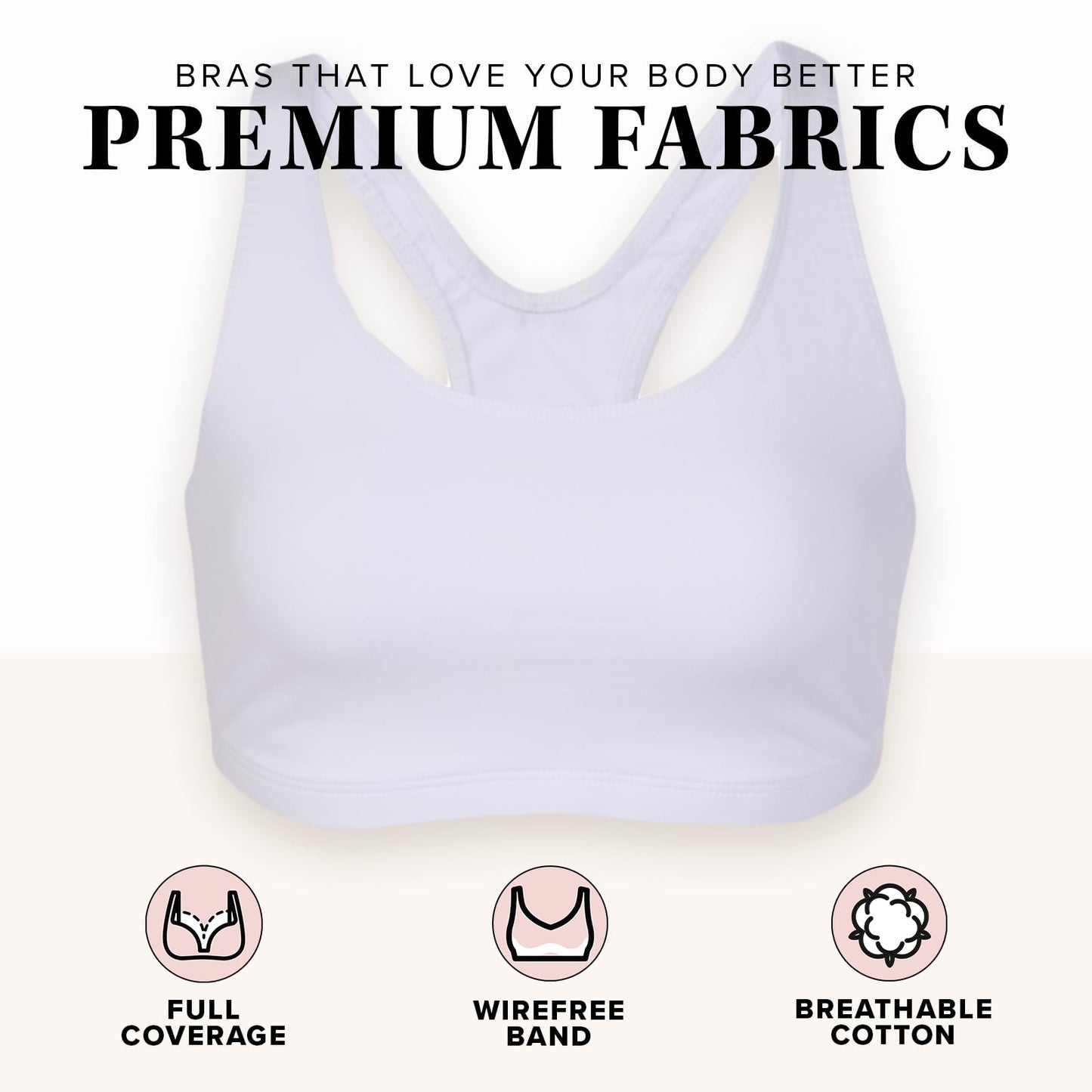 Leading Lady Sports Bra for Women - The Serena Wirefree Sports Bra - White