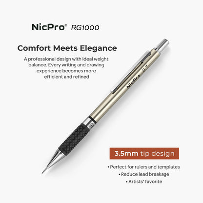 Nicpro 0.7 mm Art Mechanical Pencil Set in Storage Case, 3 PCS Metal Drafting Pencil Lead Pencil with 6 Tube HB Lead Refills, 3 Erasers, 9 PCS Eraser Refills for Artist Writing, Drawing, Sketching