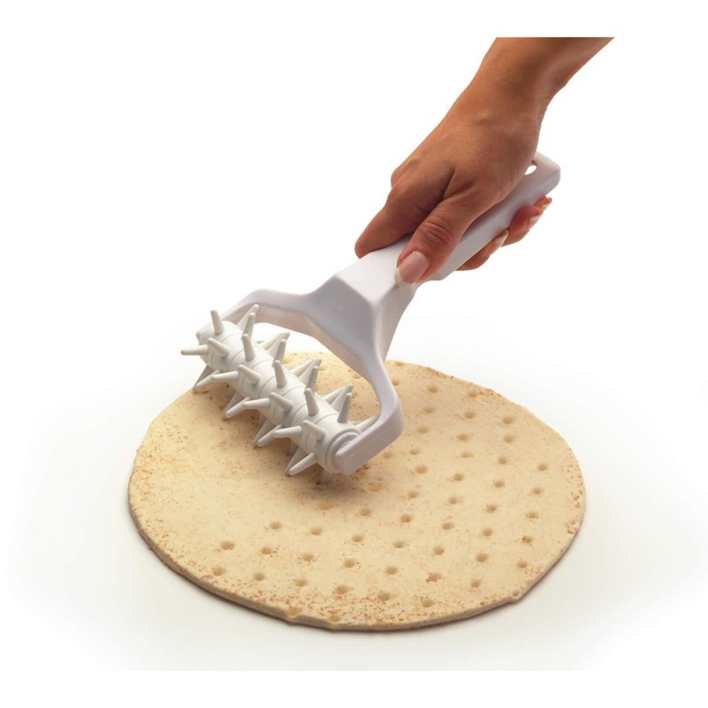Meta-U Time-Saver Pizza Dough Roller Docker - Dough Blistering Killer - Buy One Get Three (Pizza Cutter and Pastry Scraper) - Gift Package