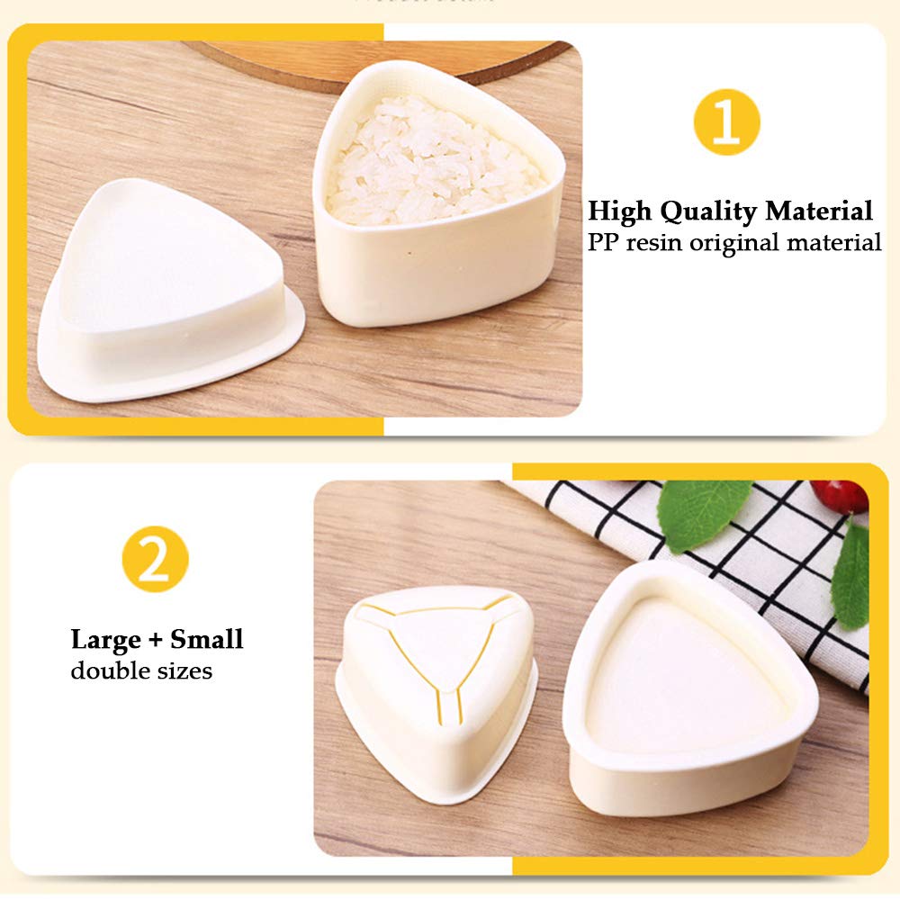 Onigiri 2 Pieces Rice Ball Mold Makers, Triangle Sushi Mold for Japanese Boxed Meal Children Bento by HAGBOU (Beige)