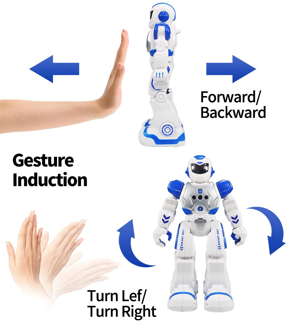Kid's Remote Control Robot with LED Eyes, Dancing, Singing, Moonwalking, Gesture Sensing and Infrared Controller (Blue)