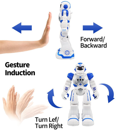 Kid's Remote Control Robot with LED Eyes, Dancing, Singing, Moonwalking, Gesture Sensing and Infrared Controller (Blue)