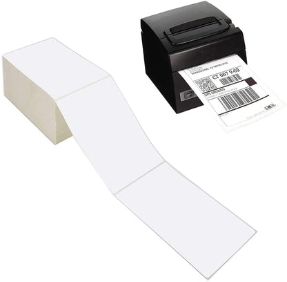 9527 Product Fanfold 4 x 6 Direct Thermal Labels White Perforated Shipping Label, 500 Labels per Stack,1 Stack