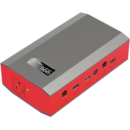 Portable Power Bank with AC Outlet, 65W 110V External Battery Pack 24000mAh Portable Laptop Charger Power Source Supply for Outdoor RV Tent Camping Home Smart Device with Emergency Light -Grey Red