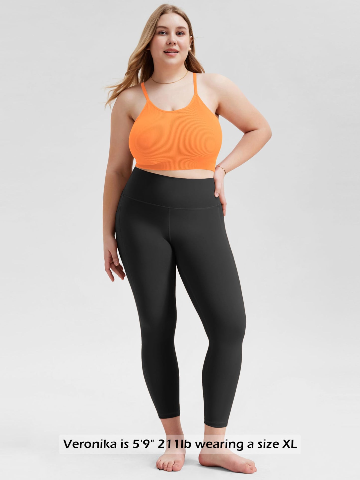 ODODOS Women's Crop 3-Pack Seamless Rib-Knit Camisole Crop Tank Tops, Neon Pink Green Orange, Medium/Large