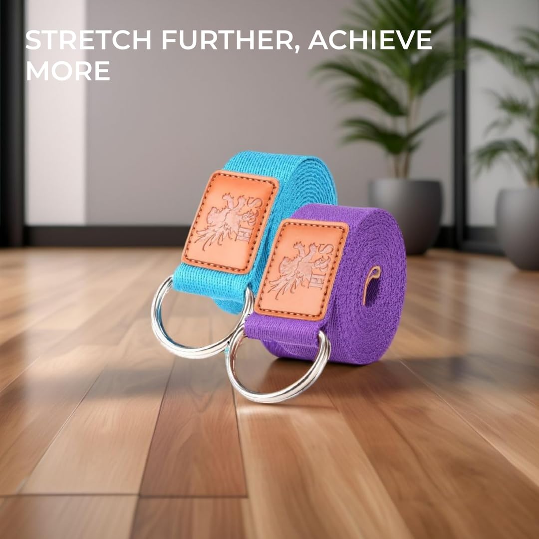 H&S Yoga Straps for Pilates & Gym Workouts - 1.85 and 2.45m Adjustable Strap for Yoga Stretching & Exercise - Extra Long Cotton Belts for Gymnastics Equipment for Home