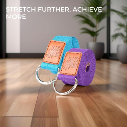 H&S Yoga Straps for Pilates & Gym Workouts - 1.85 and 2.45m Adjustable Strap for Yoga Stretching & Exercise - Extra Long Cotton Belts for Gymnastics Equipment for Home