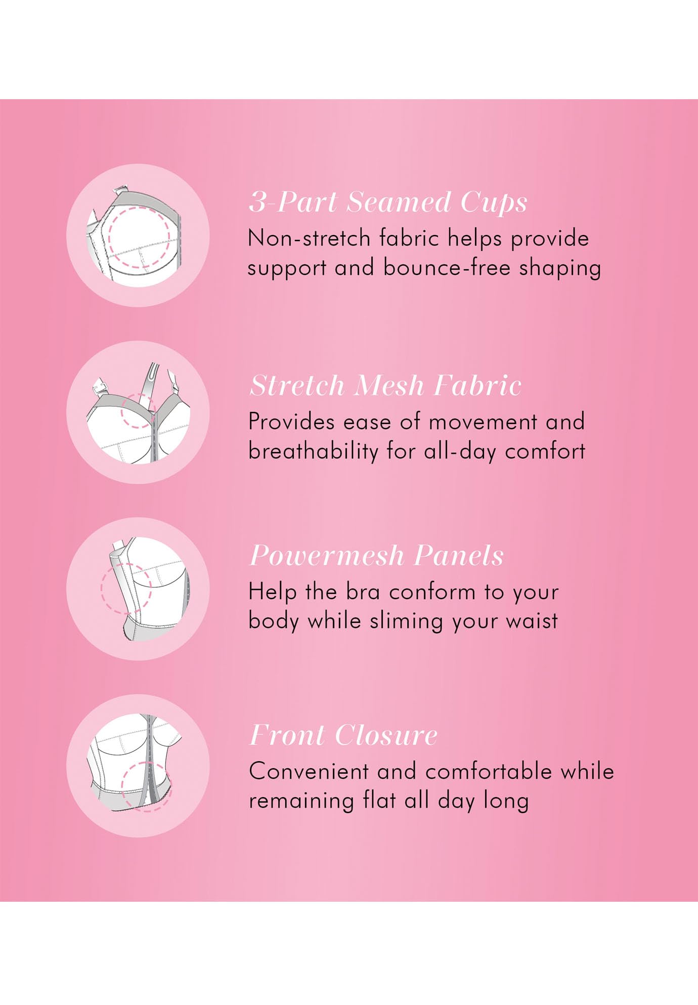 Exquisite Form womens Exquisite Form Fully Women's Front Close Longline Posture #5107530 Bra, Black, 46DD US