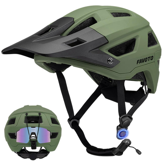 Favoto Mountain Bike Helmet - Dual Shell Lightweight MTB Bicycle Helmet Adjustable for Adults Men Women Youth CPSC Certificated, Dark Green