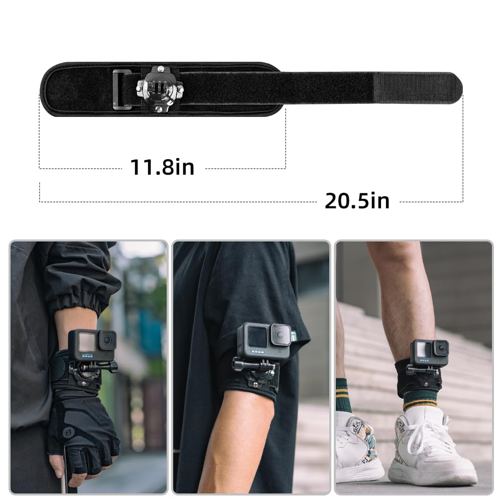 SUREWO Wrist Strap Mount Compatible with GoPro Hero 13/12/11/10/9/8/7//6/5 Black,DJI Osmo Action 5 pro/4/3,Insta 360 ONE R,AKASO/Campark and More