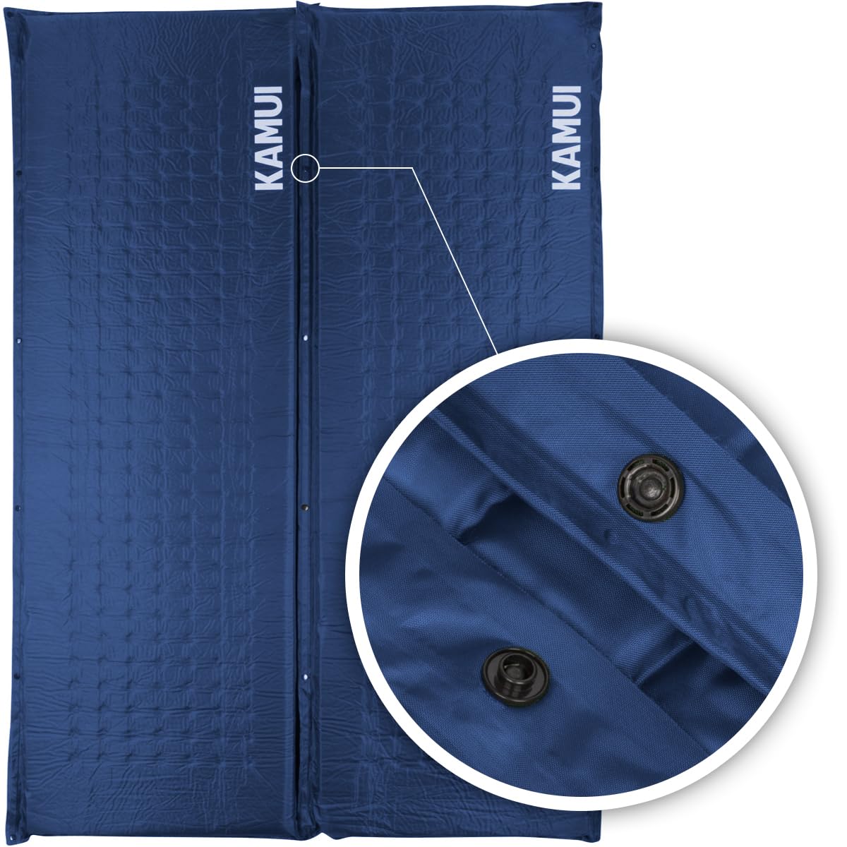 KAMUI Self Inflating Sleeping Pad - 2 Inch Thick Camping Pad Connectable with Multiple Mats for Tent and Family Camping (Blue)