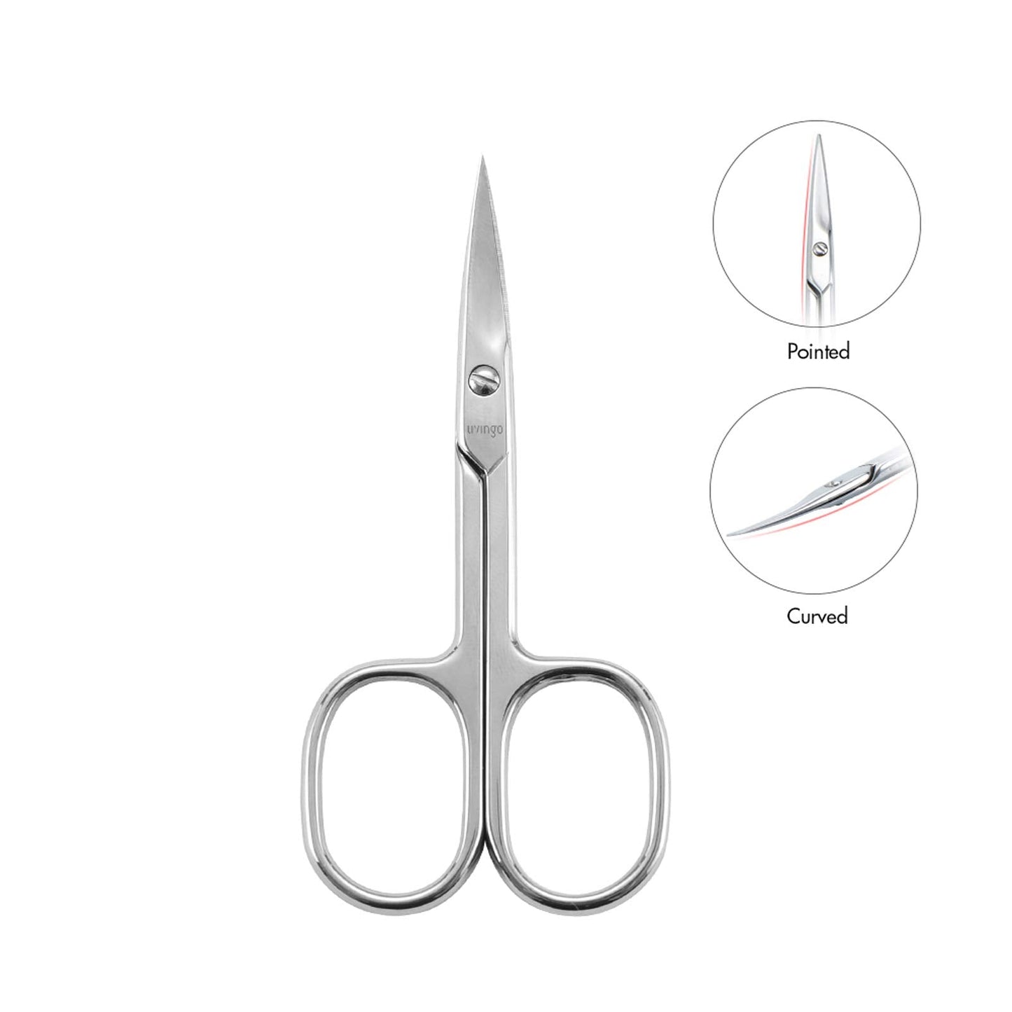 LIVINGO Premium Manicure Scissors Multi-purpose Stainless Steel Cuticle Pedicure Beauty Grooming Kit for Nail, Eyebrow, Eyelash, Dry Skin Curved Blade 3.5 inch