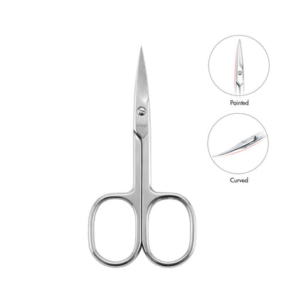 LIVINGO Premium Manicure Scissors Multi-purpose Stainless Steel Cuticle Pedicure Beauty Grooming Kit for Nail, Eyebrow, Eyelash, Dry Skin Curved Blade 3.5 inch