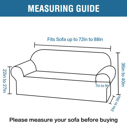 H.VERSAILTEX Stretch Sofa Covers for 3 Cushion Couch Covers Sofa Slipcovers for Living Room Feature Thick Checked Jacquard Fabric with Elastic Bottom, Sofa Large - Ivory