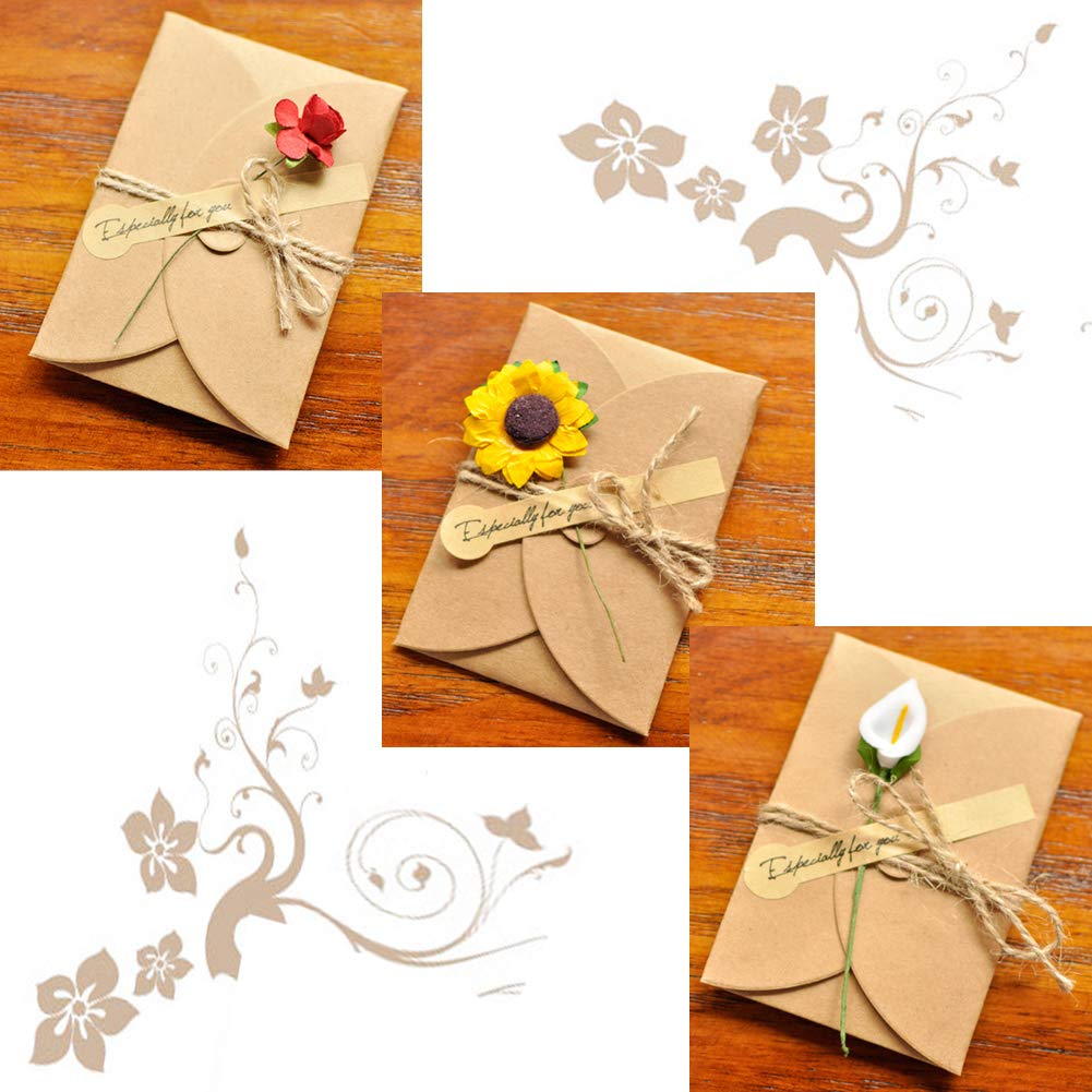 AECIH Flower Thank You Card 12 Pack All Occasion Greeting Card Handmade Invitation Card with Envelopes
