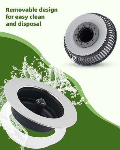 Hygie Rinse 3-in-1 Kitchen Sink Strainer Stopper, 2PCS Universal Pop Up Sink Drainer with Upgrade Folded Handle, for US Standard 3-1/2 inch Drain Filter, Chrome Stainless-wraped Shell, Anti-clog