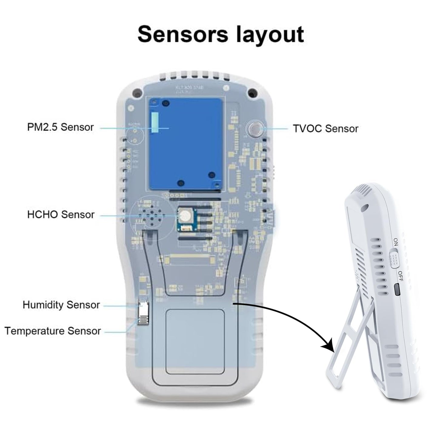 8-in-1 Indoor Air Quality Monitor, Formaldehyde Detector, Temperature & Humidity Meter, Sensor, Tester Detect PM2.5, CO, CO2, HCHO,TVOC,AQI Micron Dust, Home Air Test Kits