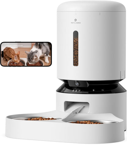 PETLIBRO Automatic Cat Feeder with Camera for Two Cats, 1080P HD Video with Night Vision, 5G WiFi Pet Feeder with Phone APP Control, 2-Way Audio for Cat & Dog, Low Food & Motion & Sound Alerts