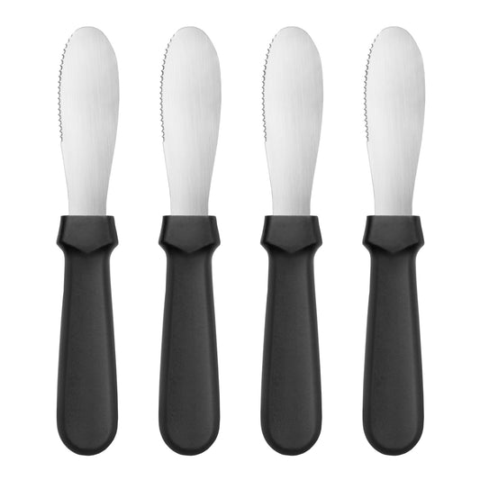 New Star Foodservice 43013 Plastic Handle Butter Spreader, 8.75-Inch, Black, Set of 4