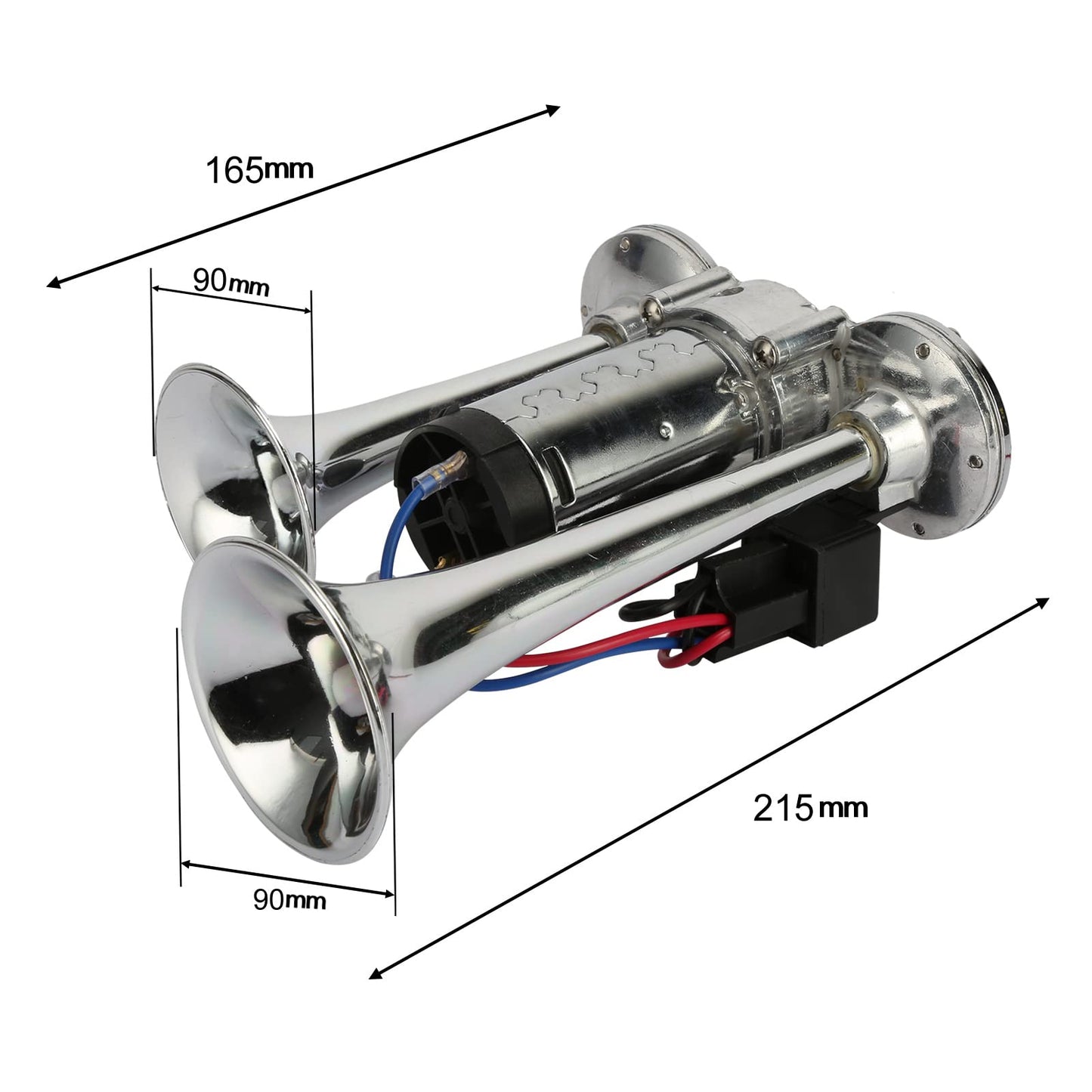 600DB Super Loud Dual Electric Air Horns Kit for Vehicles - With Compressor, Applicable for Cars, SUVs, Trucks, Boats (Sliver)