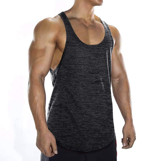 Lehmanlin Men's Bodybuilding Stringer Tank Tops Y-Back Gym Fitness Muscle T Shirt Quick Dry (Ma Black, M)
