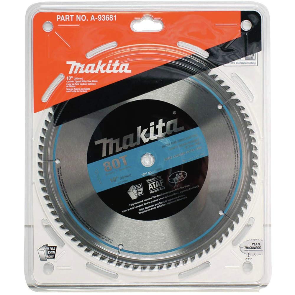 Makita A-93681 10-Inch 80 Tooth Micro Polished Mitersaw Blade Silver