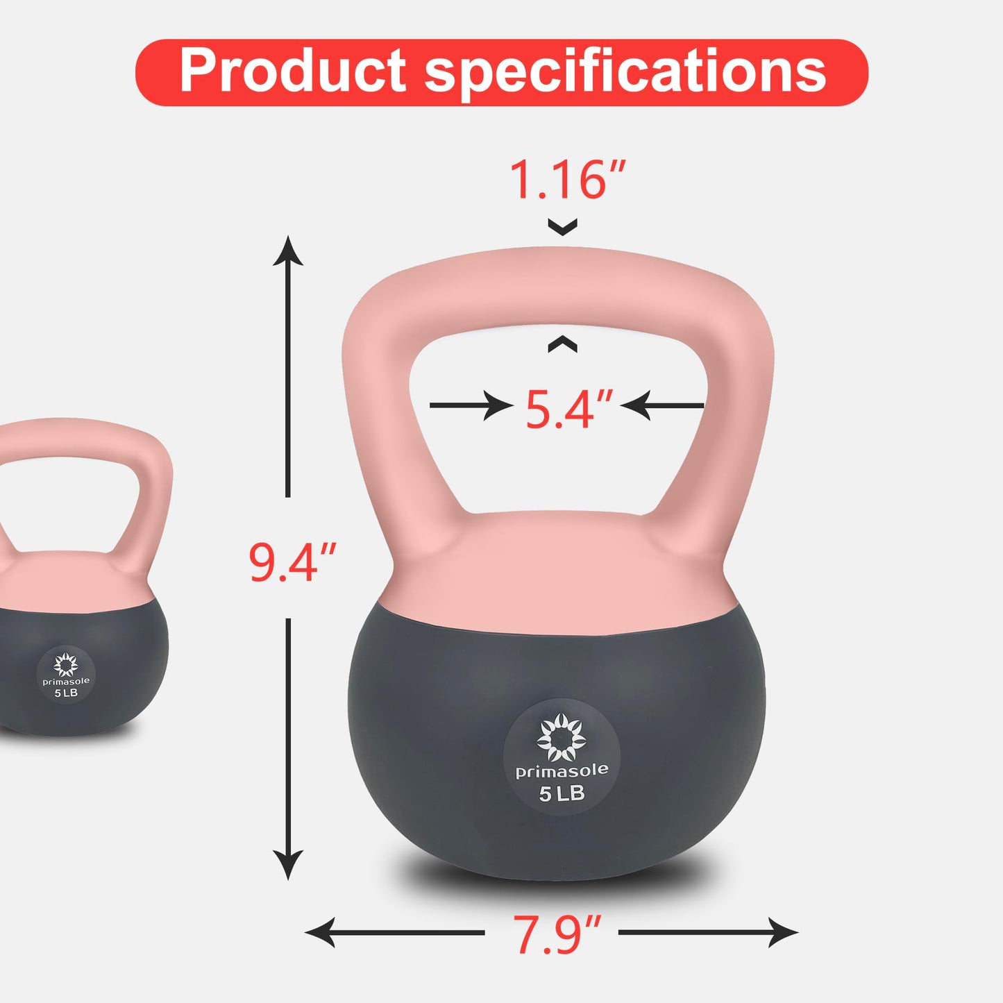 Primasole Soft Kettlebell Shook Resistance base. Anti Slip hand Kettlebell weights for Home workout anti-impact Kettlebells dumbbells for strength and safety.