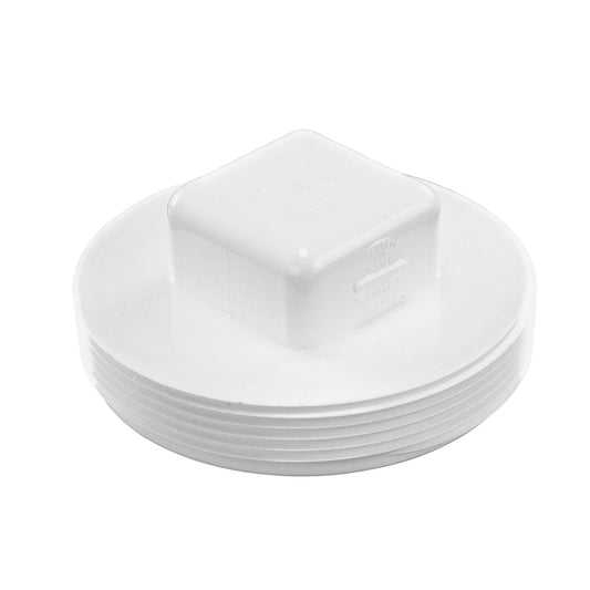 NDS 41P8 PVC S&D Cleanout Plug, with 4-Inch MPT Connection, Works with 4-Inch FPT drain fittings attached to Sewer and Drain Pipe, White