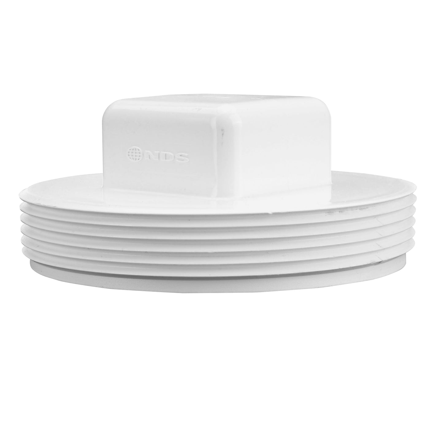 NDS 41P8 PVC S&D Cleanout Plug, with 4-Inch MPT Connection, Works with 4-Inch FPT drain fittings attached to Sewer and Drain Pipe, White