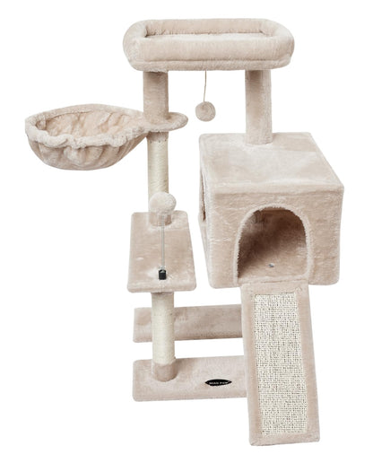 MIAO PAW Beige Cute Cat Tree Tower for Indoor Cats Condo with Sisal Scratching Posts Jump Platform Furniture Activity Center Play House Bed