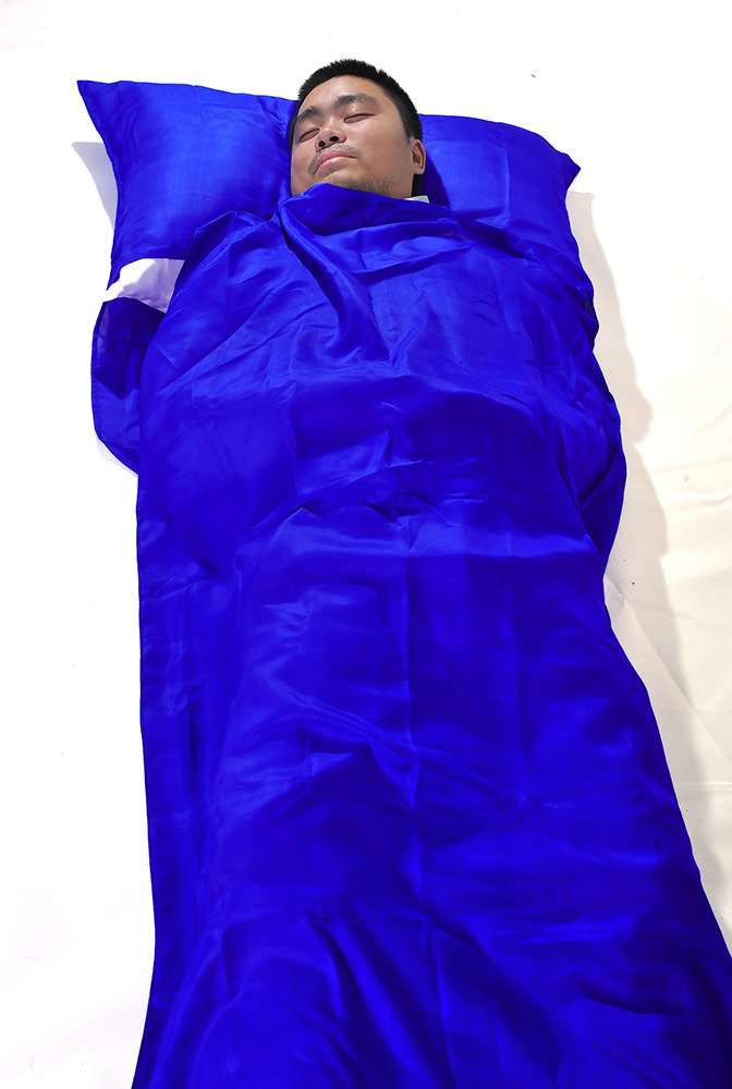 Marycrafts 100% Pure Mulberry Silk Single Sleeping Bag Liner Travel Sheet 83"x33" Blue