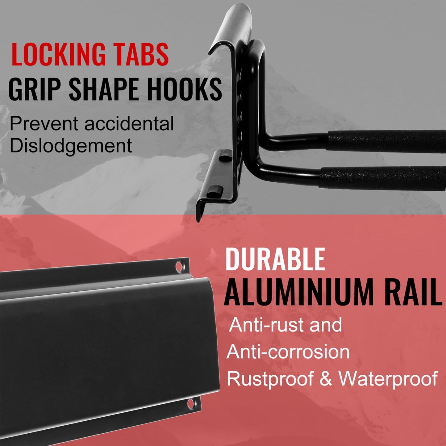 Aking Ace Wall Mount Tool Storage Rack, Heavy Duty Garage Storage Tool Organizer, Garden Tool Wall Hooks and Hangers, Hold Up to 350lbs Black