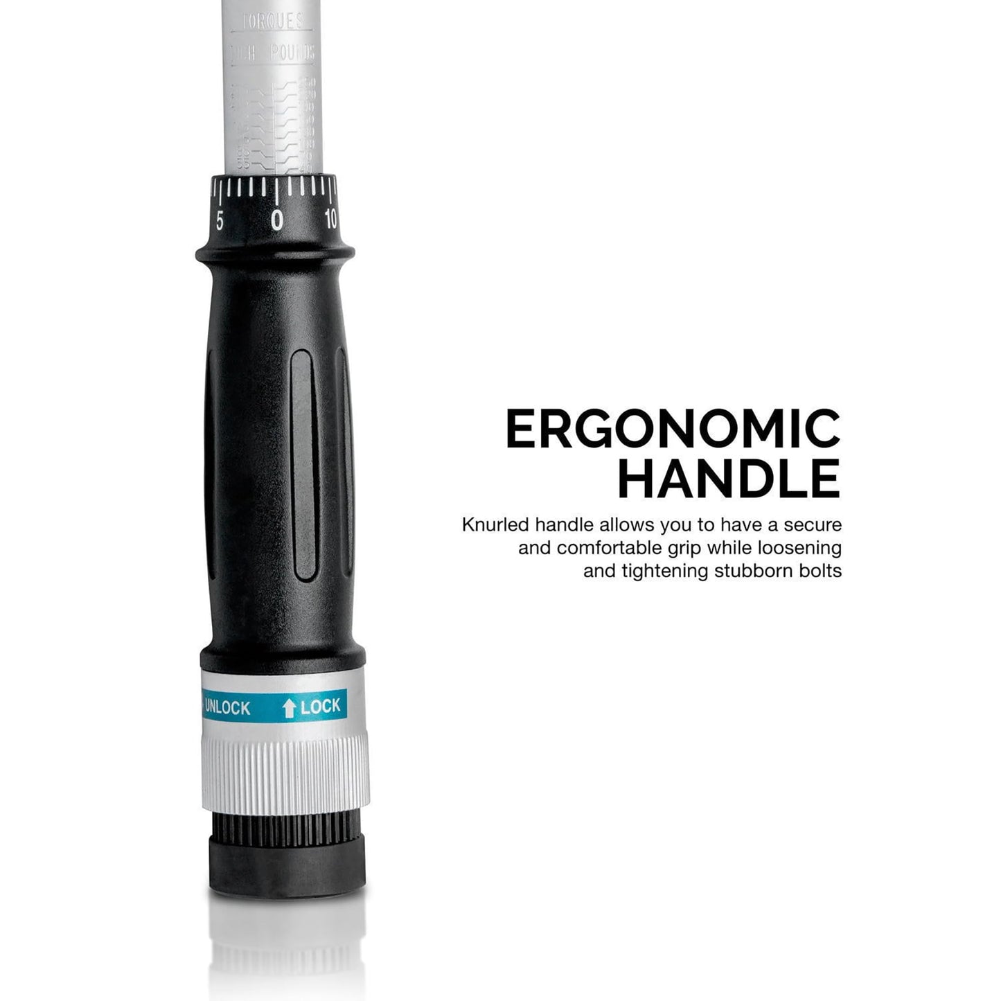 Neiko PRO 03709B 1/2-Inch-Drive Torque Wrench, 25-Inch Adjustable Click Torque Wrench, Made with Chrome Vanadium CrV Steel, SAE