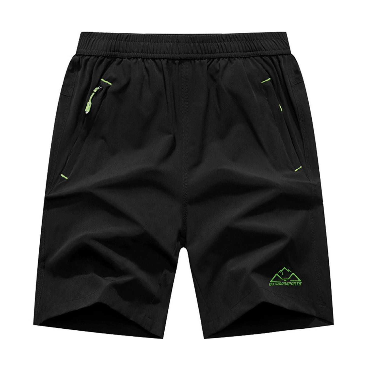 Rdruko Men's Outdoor Sports Hiking Shorts Lightwight Dry Fit Workout Running Shorts with Pockets(Black Green, US L)
