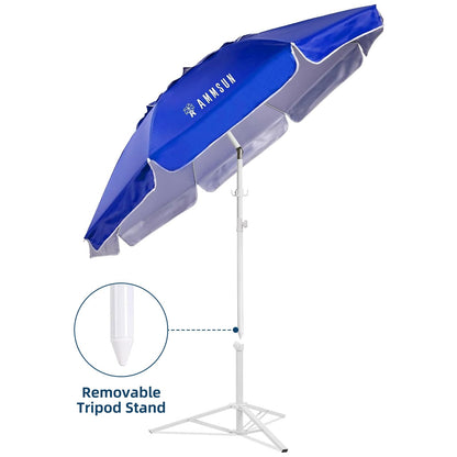 AMMSUN Shade Umbrella, Premium Portable Umbrella with Stand, 6.5ft Lightweight Free Standing Canopy for Sporting Games, Adjustable Instant Sun Protection and Easy to Carry, Blue