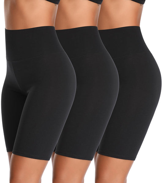 K-CHEONY Women's Biker Shorts Cotton High Waisted Slip Boyshorts Underwear Yoga Workout Gym Shorts Leggings Black