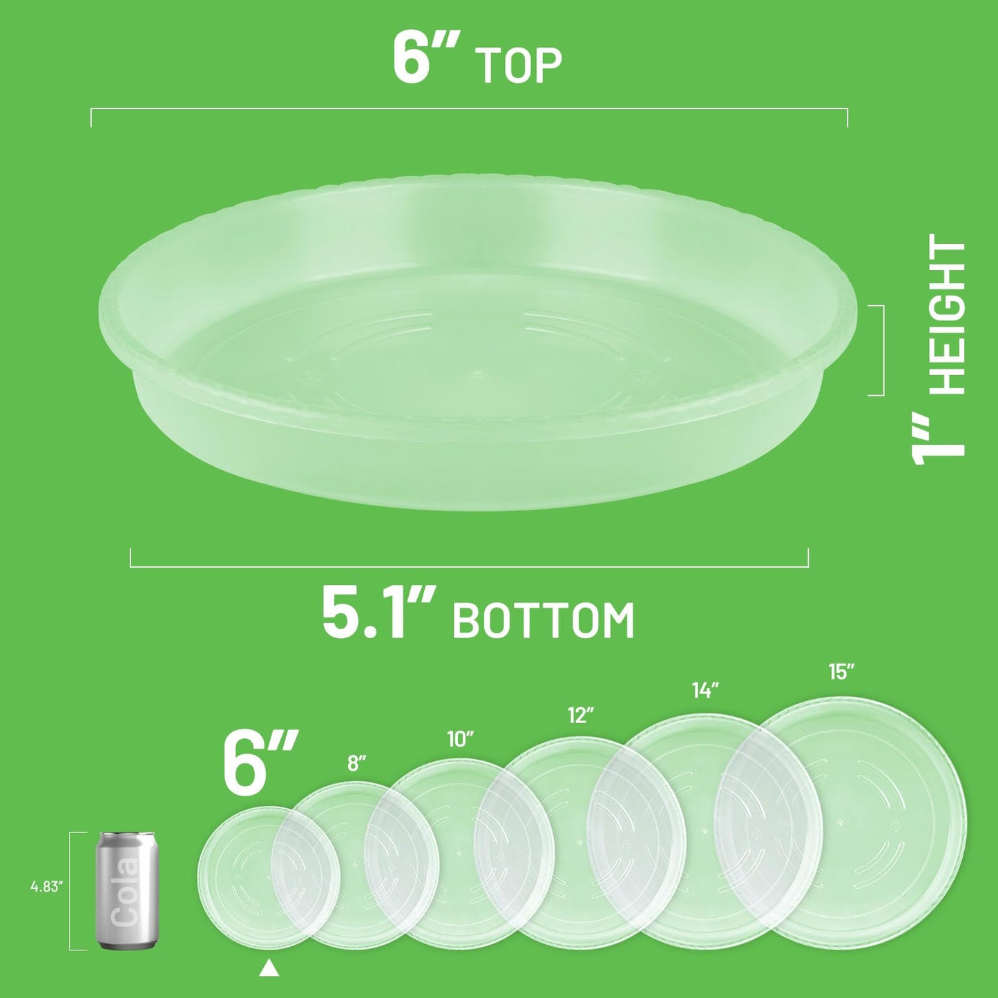MUDEELA 6 Pack of 6 Inches Plant Saucers for Indoor, Durable Plastic Round Plant Tray Plant Dish Pant Plate to Catch Water for Flower and Plant Pot, Thicker, Stronger, Deeper, Clear