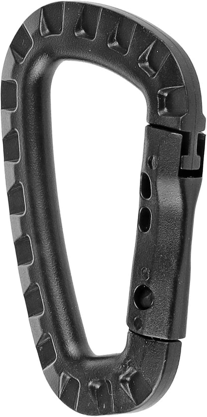 Nxtop Tactical Carabiner Keychain - 10 Pack Hard Polymer Carabiners D Rings Light Weight Spring Snap Gear Clip Utility Hooks Backpack Hanging Buckle for Outdoor Travelling Camping Hiking Fishing Black
