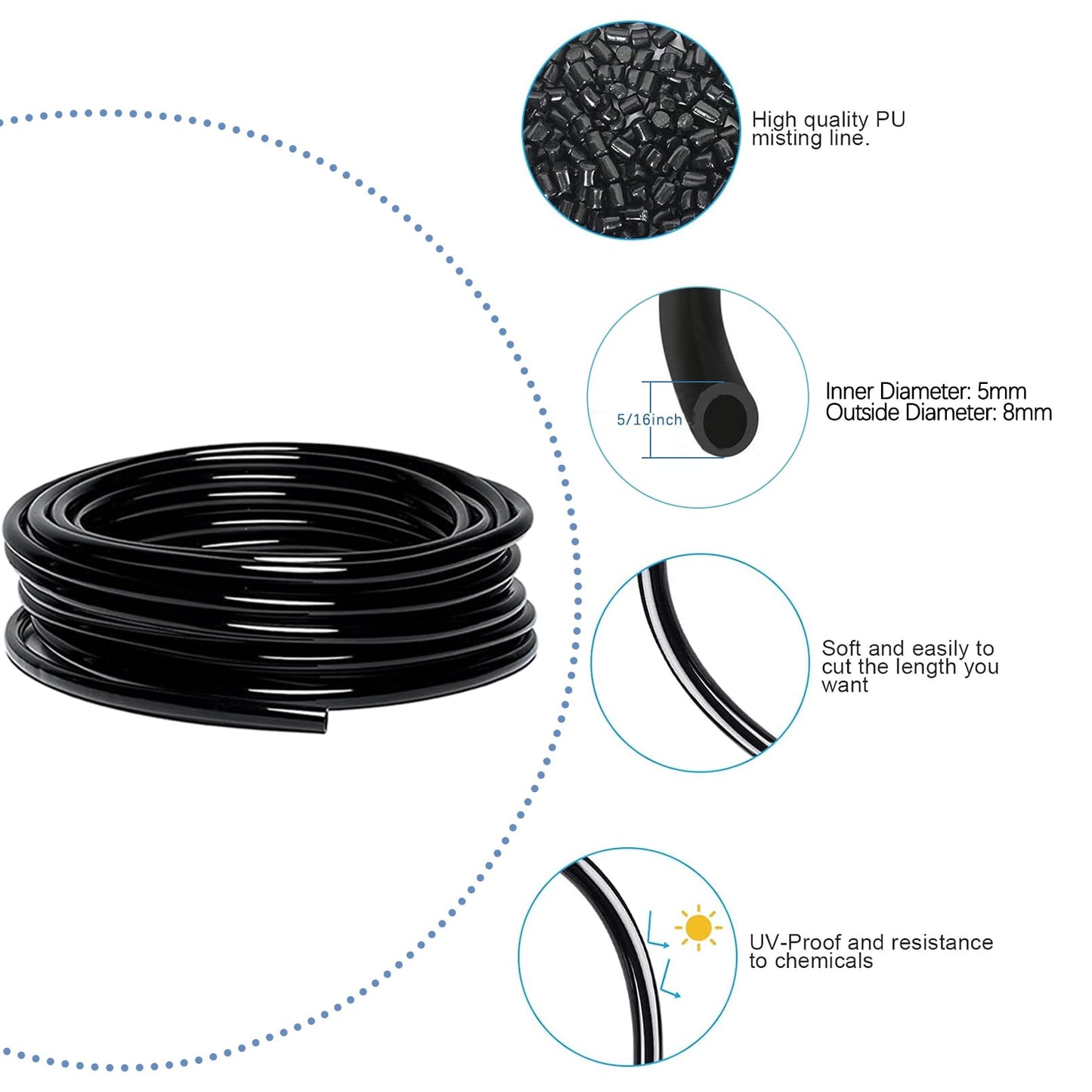 49.21Ft Drip Irrigation Kit Automatic Drip Irrigation System, 360° Bendable Garden Irrigation System, Garden Watering System Adjustable Bendable Nozzle Copper Sprayer System for Garden Yard