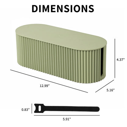 FABROK Cable Management Box, Cord Organizer Box with 10 Cable Ties, Power Strip Storage to Hide Charger Adapter Power Cord Charging Station(Small/Green)