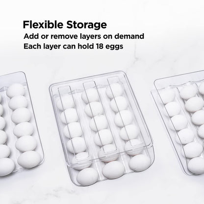 Homediea Egg Holder for Refrigerator | New & Improved Auto Rolling Stackable Fridge Egg Storage Organizer/ Container (36 Eggs)