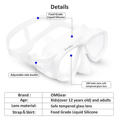 OMGear Swim Goggles with Nose Cover Diving Mask Snorkeling Gear Kids Adult Snorkel Mask for Scuba Free Diving Spearfishing Neoprene Strap Cover Impact Resistance (White)