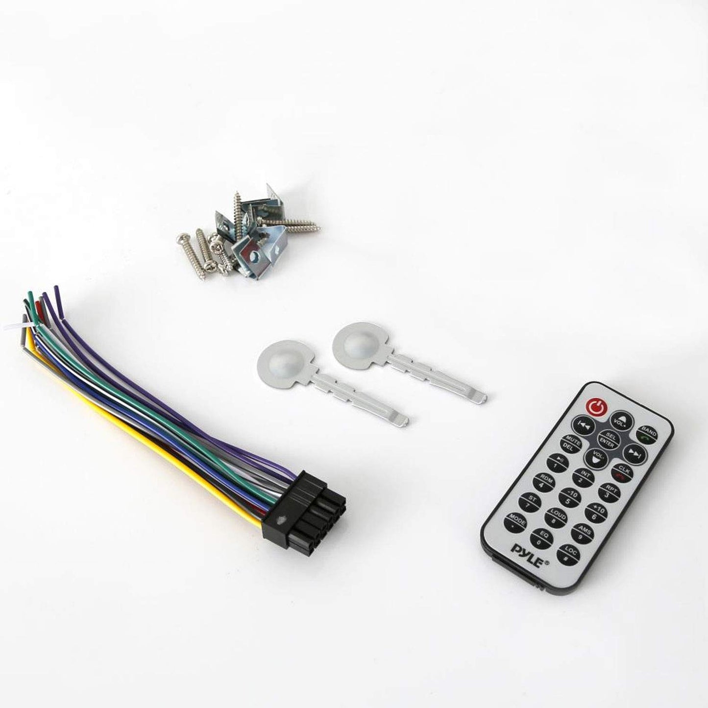 Pyle Bluetooth Marine Stereo Receiver - 12V Single DIN Boat In-Dash Radio with Digital LCD - RCA - MP3 - USB/SD - AM/FM Radio - Remote Control - Wiring Harness - PLRMR23BTW