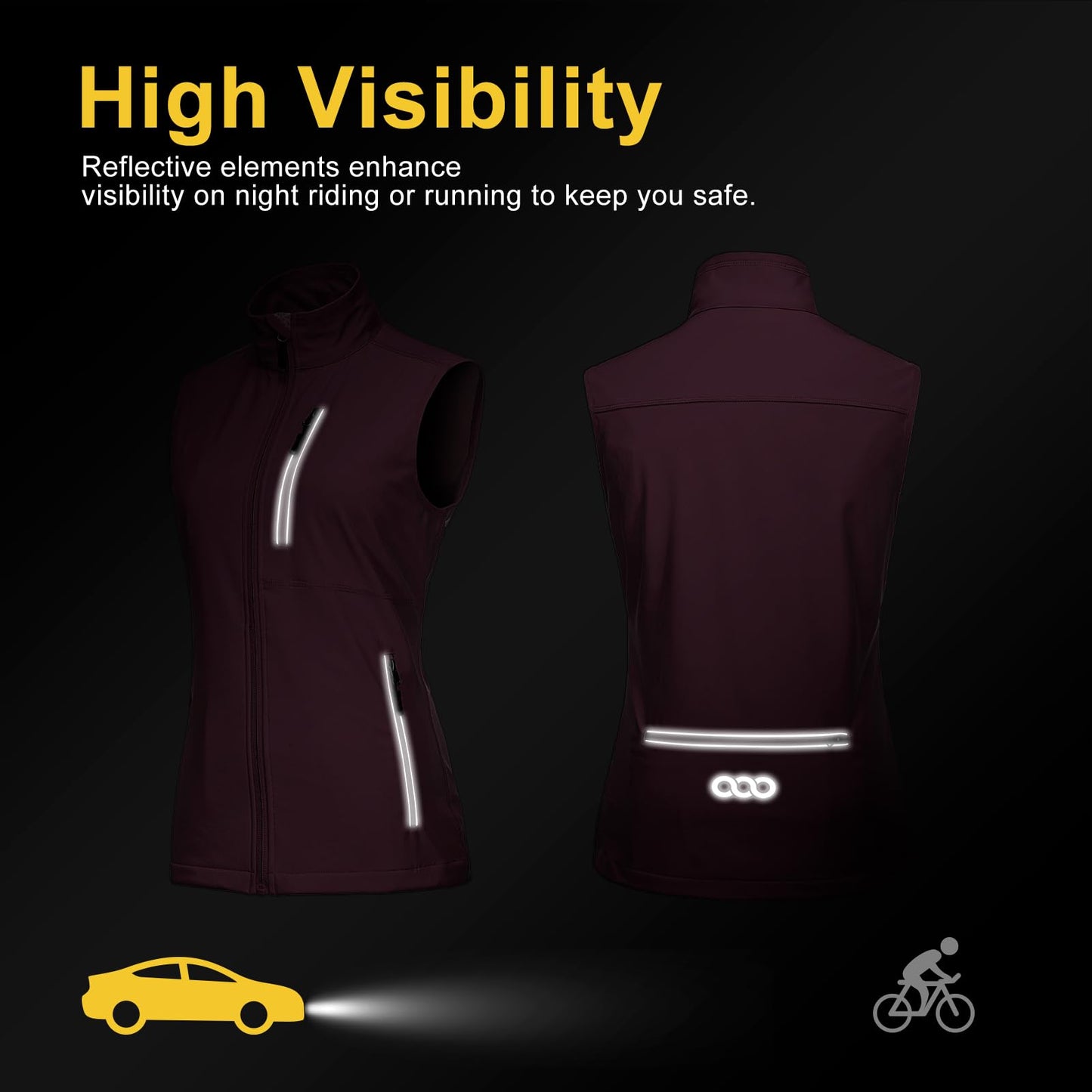 33,000ft Women's Lightweight Running Vest Outerwear with Pockets, Windproof Sleeveless Jacket for Golf Hiking Travel