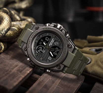 AIMES Men's Watches Sports Outdoor Waterproof Military Watch Date Multi Function Tactics LED Alarm Stopwatch