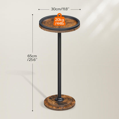 HOOBRO Small Round Side Table, Drink Table, Coffee Martini Table with Pedestal for Small Spaces in Living Room, Bedroom, Sofa Couch, Rustic Brown BF168BZ01