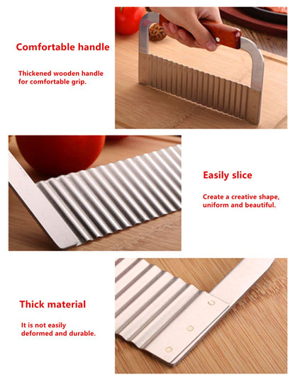 HTBMALL Crinkle Cutter, French Fry Cutter for Potatoes, Upgraded Stainless Steel Blade, Potato Slicer Frency Fry Crinkle Cutter Chopper Wavy Cutting Tool for Potatoes Carrots Cucumbers