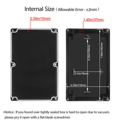 LeMotech Project Box ABS Plastic Junction Box IP65 Waterproof Hobby Box Electrical Boxes Universal Enclosure for Electronic Black 7.8 x 4.7 x 2.2 inch(200x120x56mm)（Pack of 1